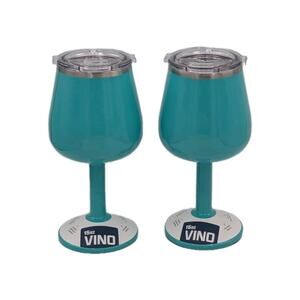2-Pack Orca Seafoam Green Vino Double Wall Stainless Steel 15oz Wine Glass NEW